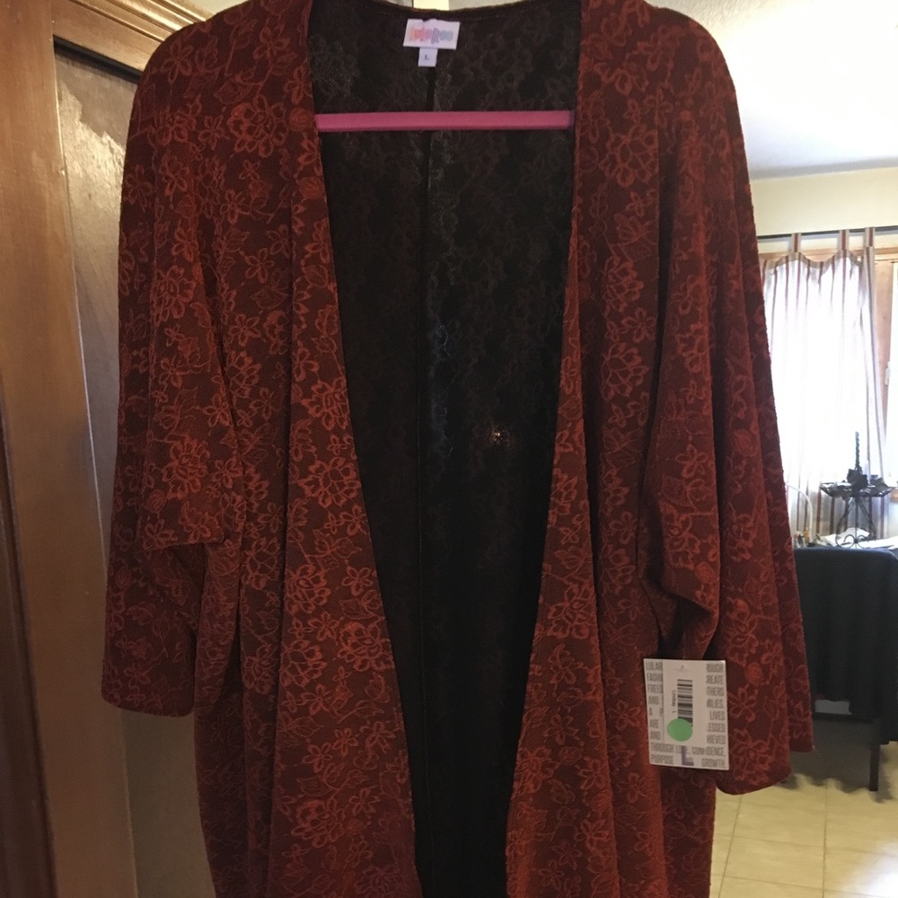 Lularoe Lindsay Coverup Large NWT Rust Floral